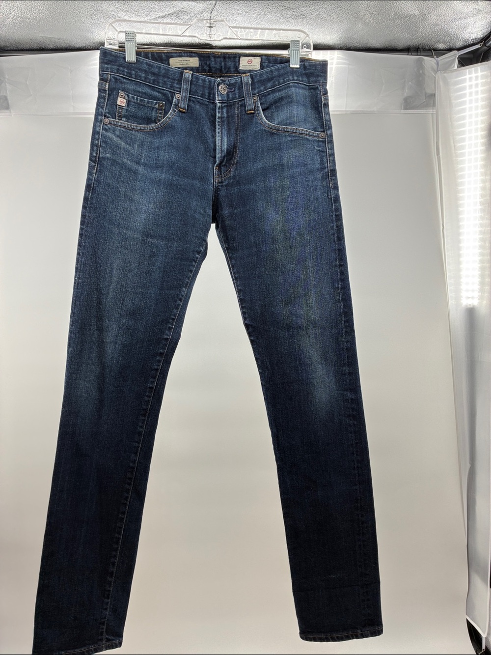 Ag Adriano Goldschmied Men's Dark Blue Slim Straight Jeans - Picture 1 of 6